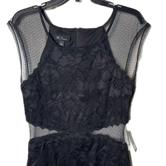 BCX Junior's Black All-Over Lace Mesh Sheer Illusion Bodycon Dress Size 11 - Picture 7 of 8
